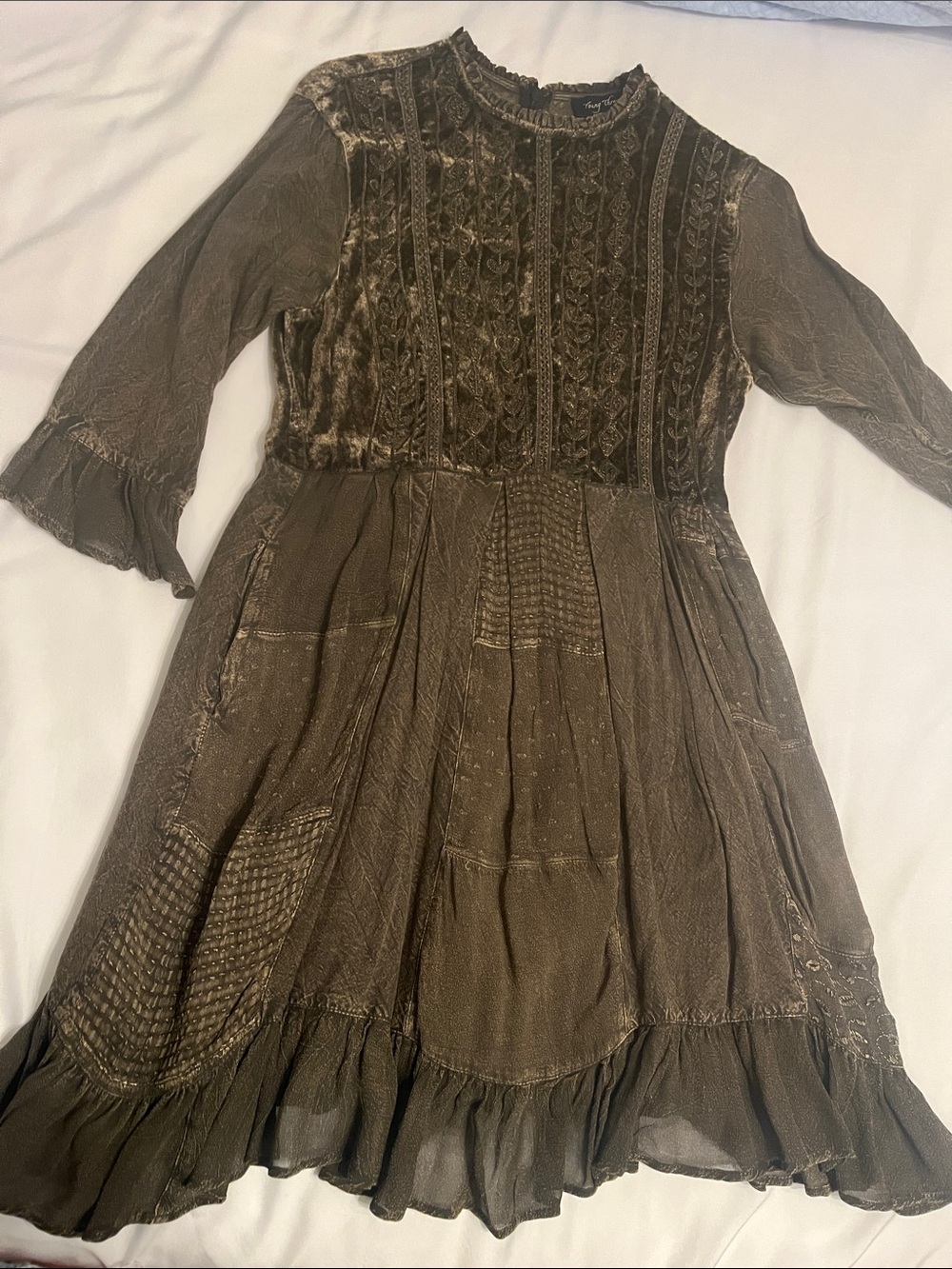 Green Brown Boho Dress